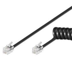 PremiumCord Kabel telefonní sluchátkový kroucený 4 žíly 7m - černý