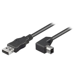 PREMIUMCORD Kabel USB 2.0 A-B propojovací 2m - zahnutý B konektor 90°