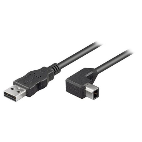 PREMIUMCORD Kabel USB 2.0 A-B propojovací 2m - zahnutý B konektor 90°
