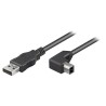PREMIUMCORD Kabel USB 2.0 A-B propojovací 2m - zahnutý B konektor 90°