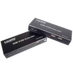PremiumCord HDMI KVM extender s 2xUSB na 60m s audiem přes jeden kabel Cat5/6