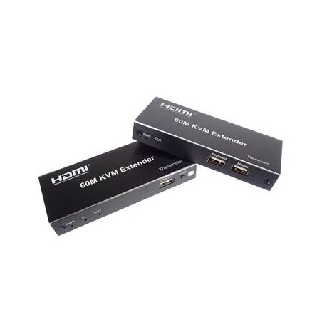 PremiumCord HDMI KVM extender s 2xUSB na 60m s audiem přes jeden kabel Cat5/6