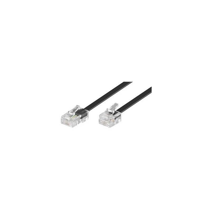 PremiumCord Kabel telefonní rovný 8P4C plug - 6P4C plug 6m - černý