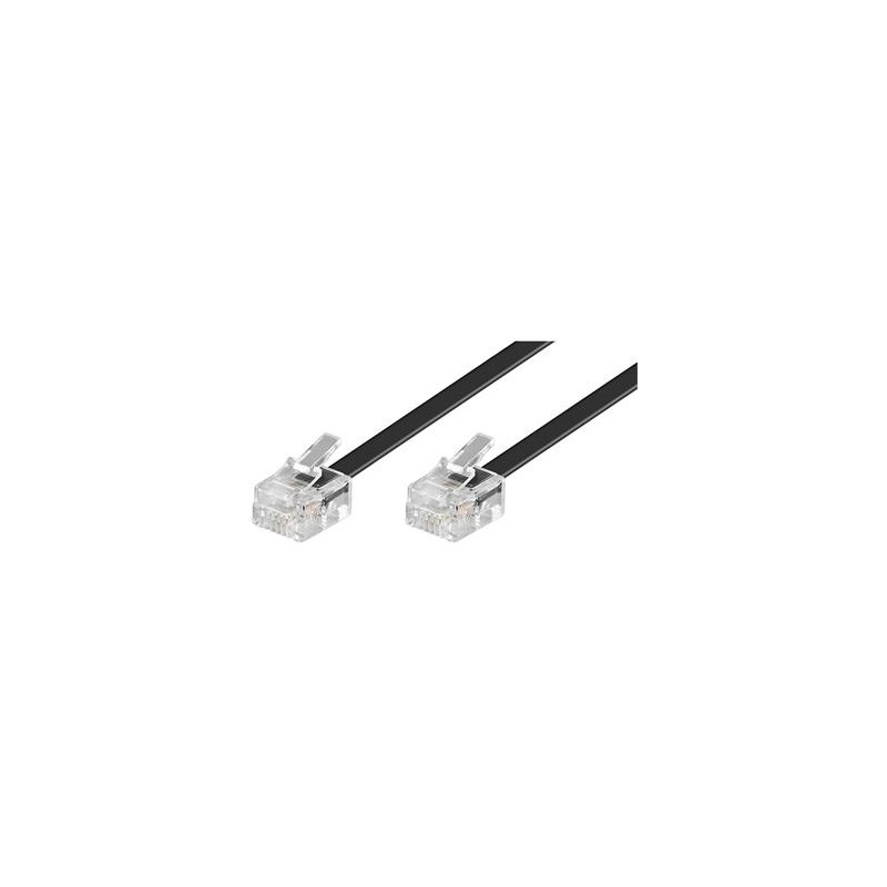 PremiumCord Kabel telefonní rovný 6P4C plug - 6P4C plug 10m - černý