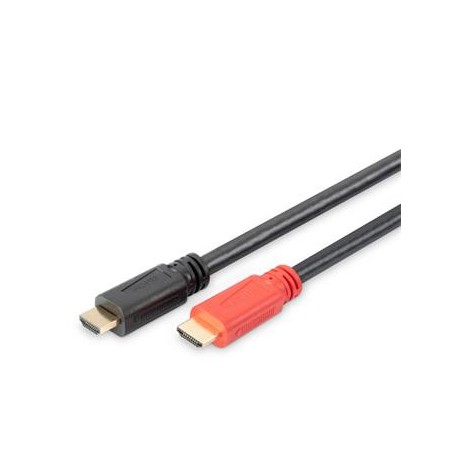 DIGITUS HDMI 3D propojovací kabel s integrovaným zesilovačem,40m, AWG24, 2x stínění, M/M, UL, zlacené konektory, černý