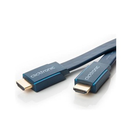 ClickTronic HQ OFC kabel HDMI High Speed s Ethernetem, zlacené, plochý kabel 3D, 2m