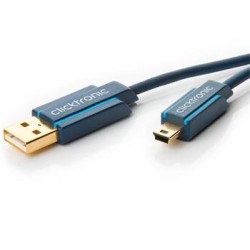 ClickTronic HQ OFC USB2.0 kabel, A-B mini, 5pinů, zlacené, 1m