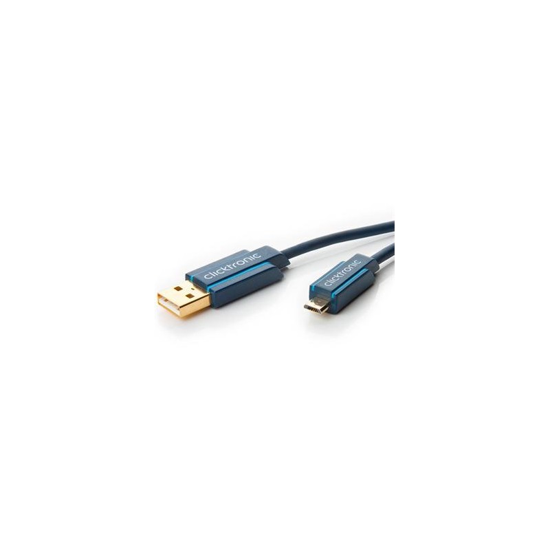 ClickTronic HQ OFC USB2.0 kabel, A-B micro, zlacené konektory, 0,5m