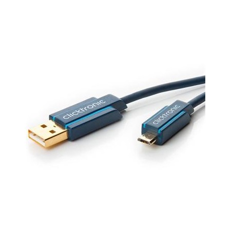 ClickTronic HQ OFC USB2.0 kabel, A-B micro, zlacené konektory, 0,5m