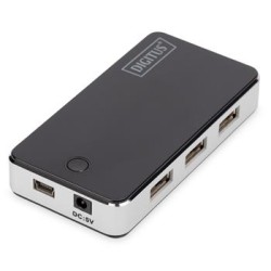 DIGITUS USB 2.0 7-Port Hub s napájecím adaptérem 5V/3.5A černý