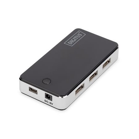 DIGITUS USB 2.0 7-Port Hub s napájecím adaptérem 5V/3.5A černý