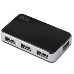 DIGITUS USB 2.0 4-Port Hub s napájecím adaptérem 5V/2A černý