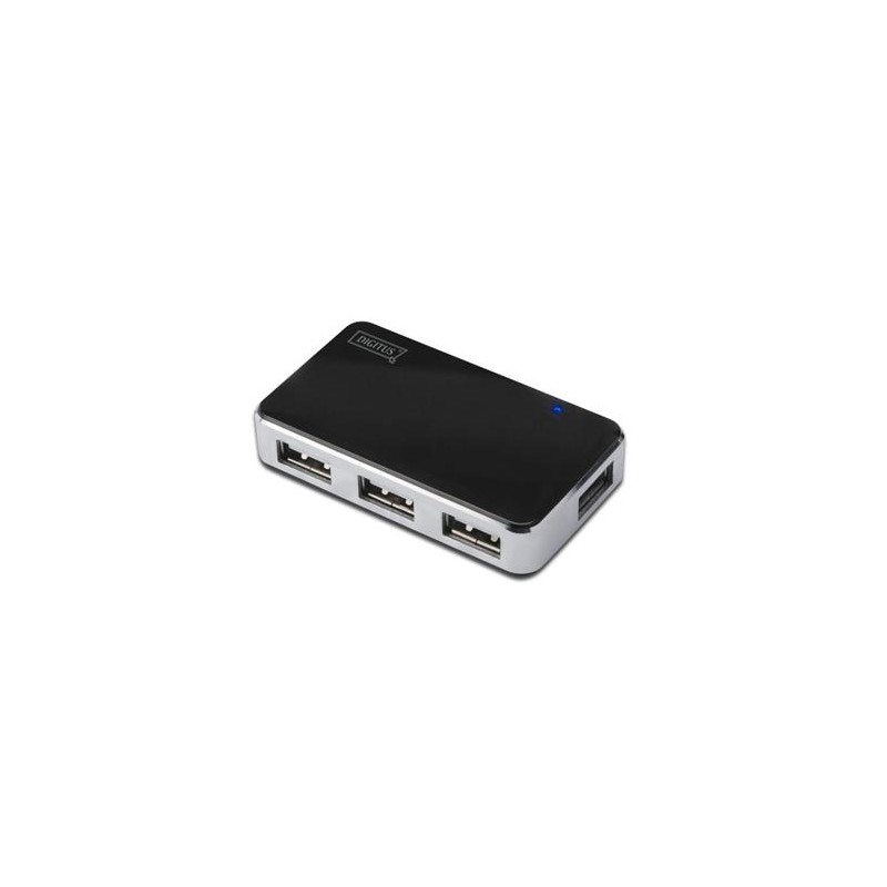DIGITUS USB 2.0 4-Port Hub s napájecím adaptérem 5V/2A černý