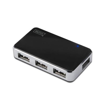 DIGITUS USB 2.0 4-Port Hub s napájecím adaptérem 5V/2A černý