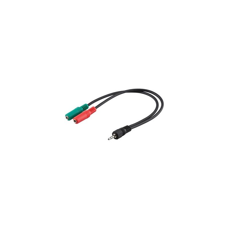 PREMIUMCORD Adaptér Jack 3,5mm 4pin - 2x stereo Jack 3,5mm, redukce (M/2xF, 4 pólový)