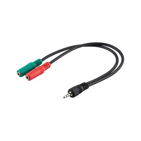 PREMIUMCORD Adaptér Jack 3,5mm 4pin - 2x stereo Jack 3,5mm, redukce (M/2xF, 4 pólový)