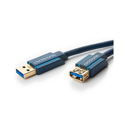 ClickTronic HQ OFC prodlužovací USB3.0 kabel, A-A, zlacené konektory, 3m
