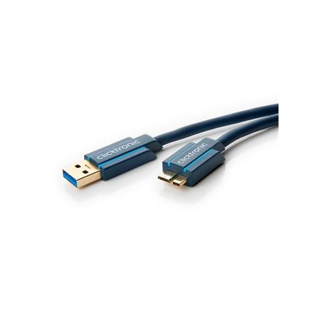 ClickTronic HQ OFC USB3.0 kabel, A-B micro, zlacené konektory, 3m
