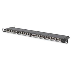 DIGITUS Patch panel, Cat6 19" 24xSTP RJ45, 0.5U výška, černý