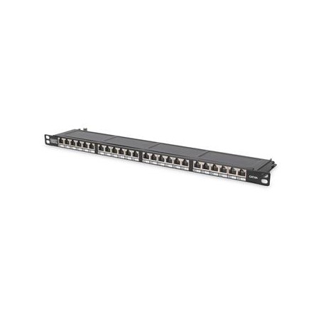 DIGITUS Patch panel, Cat6 19" 24xSTP RJ45, 0.5U výška, černý