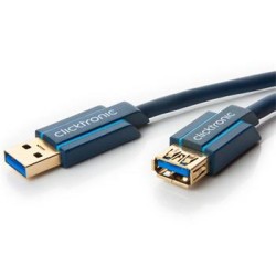 ClickTronic HQ OFC prodlužovací USB3.0 kabel, A-A, zlacené konektory, 1,8m