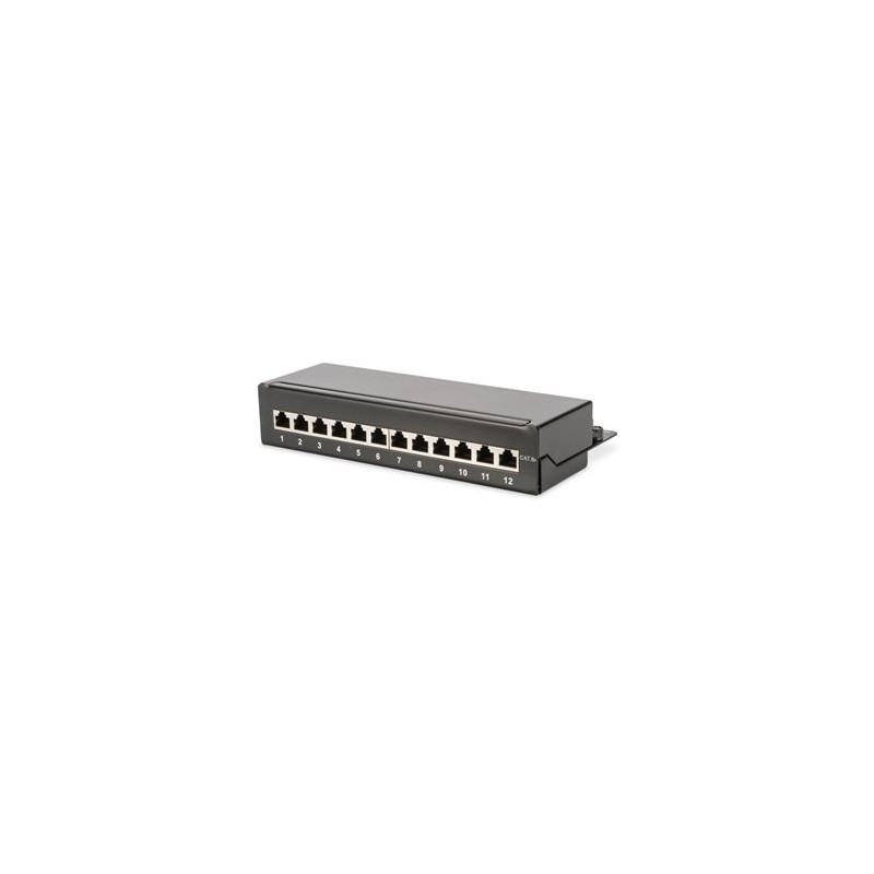 DIGITUS Desktop Patch panel, Cat6A 12xSTP RJ45, 1U