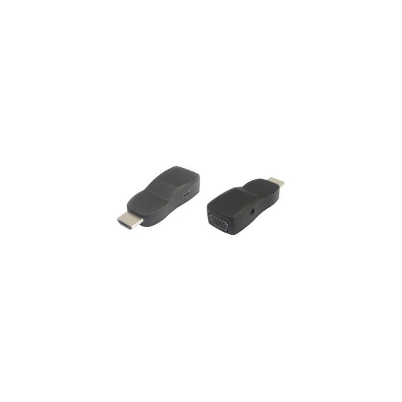 Převodník HDMI na VGA miniaturní provedení se zvukem a napájecím konektorem - černý