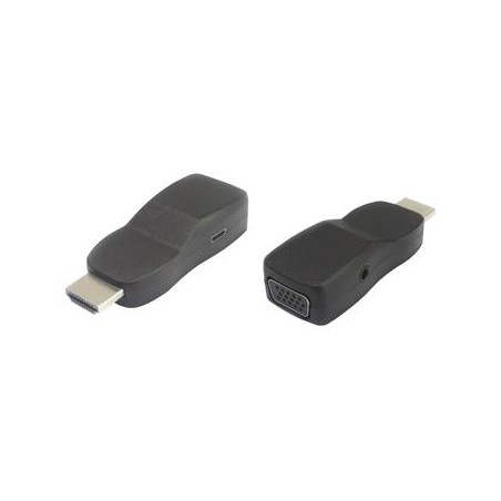 Převodník HDMI na VGA miniaturní provedení se zvukem a napájecím konektorem - černý
