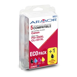 ARMOR sada 5x ink-jet Canon, PGI550BKXL + CLI551XL CMYK
