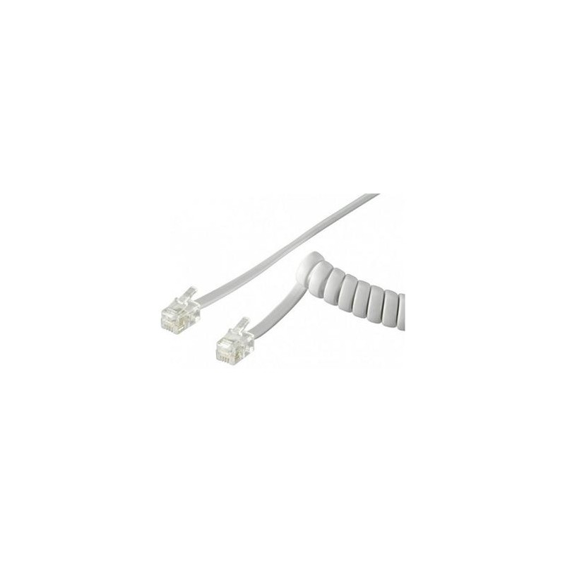 PremiumCord Kabel telefonní sluchátkový kroucený 4 žíly 4m - bílý