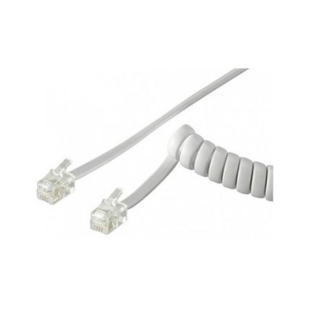 PremiumCord Kabel telefonní sluchátkový kroucený 4 žíly 4m - bílý