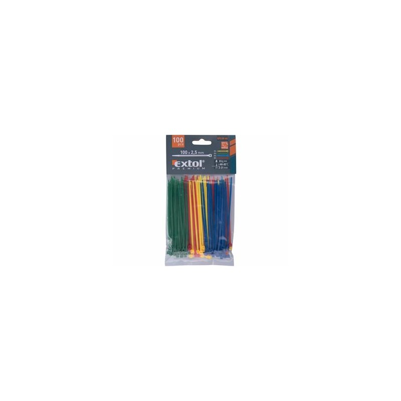 Extol Premium Vázací pásek 2.5x100mm /100ks/ - 4 barvy
