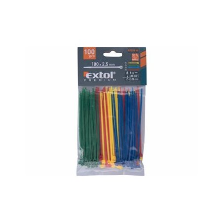 Extol Premium Vázací pásek 2.5x100mm /100ks/ - 4 barvy