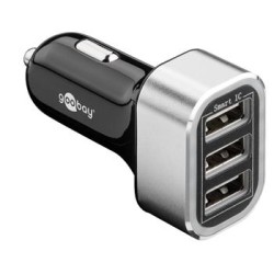 goobay Napájecí 12-24V autoadaptér na 3x USB, 5.5A černý, ID Chip pro rychlé nabíjení