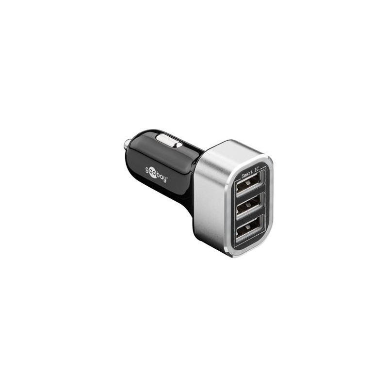 goobay Napájecí 12-24V autoadaptér na 3x USB, 5.5A černý, ID Chip pro rychlé nabíjení