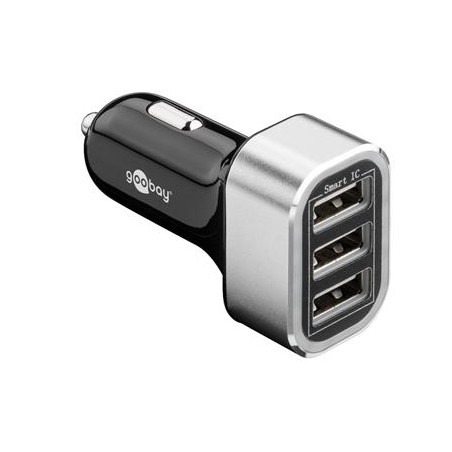 goobay Napájecí 12-24V autoadaptér na 3x USB, 5.5A černý, ID Chip pro rychlé nabíjení