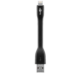 goobay Lightning iPhone nabíjecí a synchronizační kabel, plochý, černý, 8pin - USB A M/M, 10cm