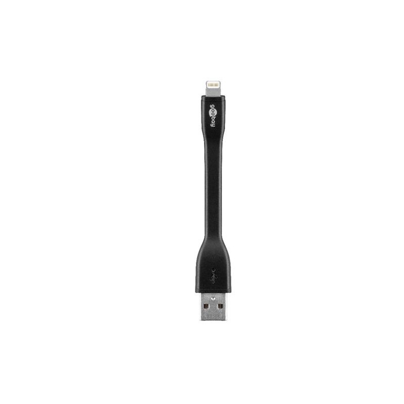 goobay Lightning iPhone nabíjecí a synchronizační kabel, plochý, černý, 8pin - USB A M/M, 10cm