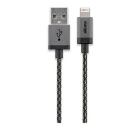 CABSTONE Lightning iPhone nabíjecí a synchronizační kabel, opletený, černo-stříbrný, 8pin - USB A M/M, 3m