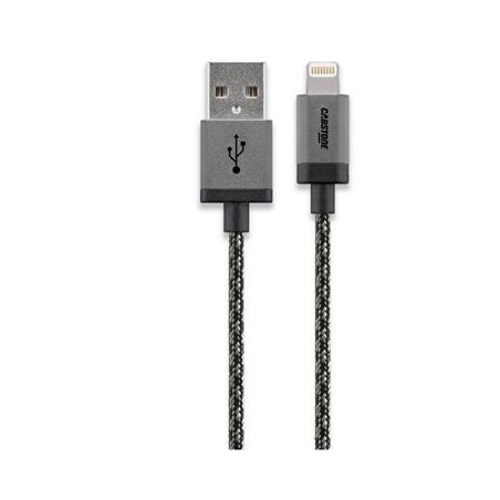 CABSTONE Lightning iPhone nabíjecí a synchronizační kabel, opletený, černo-stříbrný, 8pin - USB A M/M, 3m