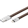 goobay Lightning iPhone nabíjecí a synchronizační kabel v pravé kůži, 8pin - USB A M/M, 0.2m