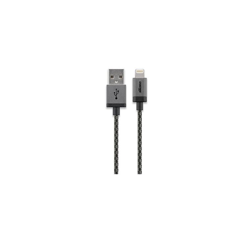 CABSTONE Lightning iPhone nabíjecí a synchronizační kabel, opletený, černo-stříbrný, 8pin - USB A M/M, 0.3m