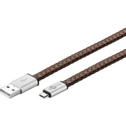 goobay Micro USB 2.0, A-B nabíjecí a datový kabel, z pravé kůže, 1m