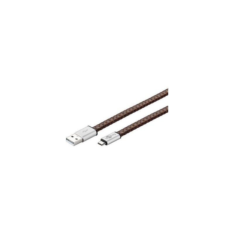 goobay Micro USB 2.0, A-B nabíjecí a datový kabel, z pravé kůže, 1m