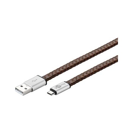 goobay Micro USB 2.0, A-B nabíjecí a datový kabel, z pravé kůže, 1m