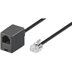 PremiumCord Kabel prodlužovací telefonní rovný 6P4C plug - 6P4C jack 3m - černý