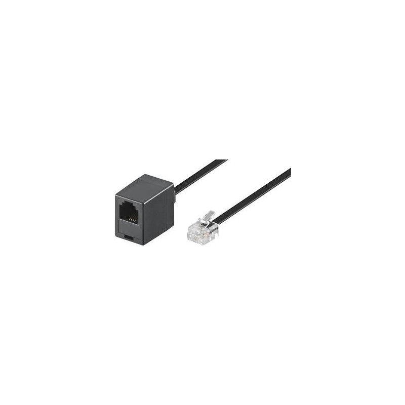 PremiumCord Kabel prodlužovací telefonní rovný 6P4C plug - 6P4C jack 3m - černý