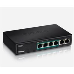 TRENDnet PoE 6port switch 10/100 N-Way, kovový, 60W max.