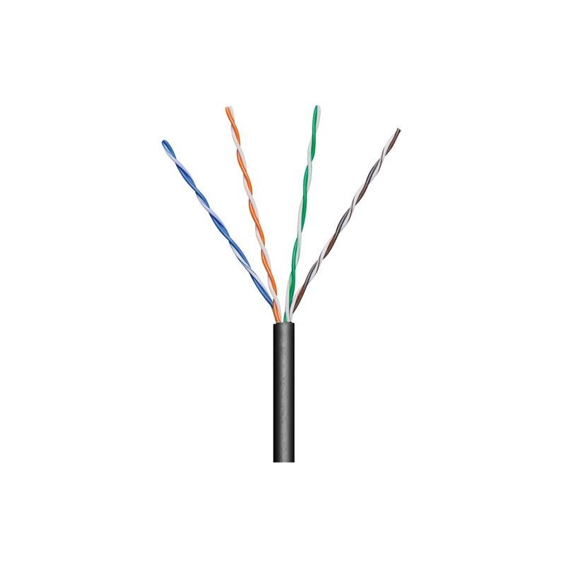 goobay TP Kabel 4x2,drát UTP Cat5e AWG24, 100m, černá, venkovní provedení