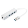 DIGITUS USB 3.0, 3-port HUB, Adaptér na Gigabit Ethernet ,1x RJ45, 10/100/1000Mbps
